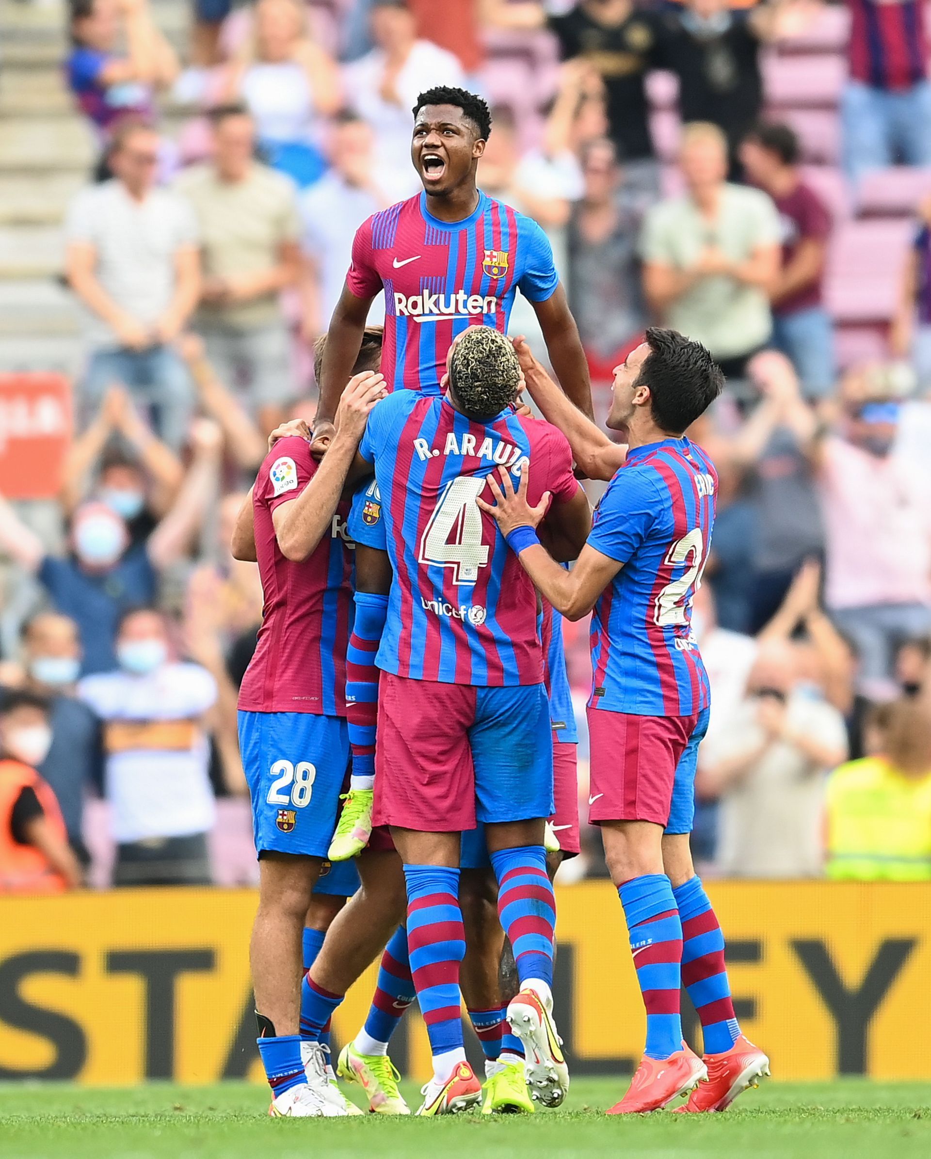 FC Barcelona v Levante: Fati scores a goal after making a comeback from injury