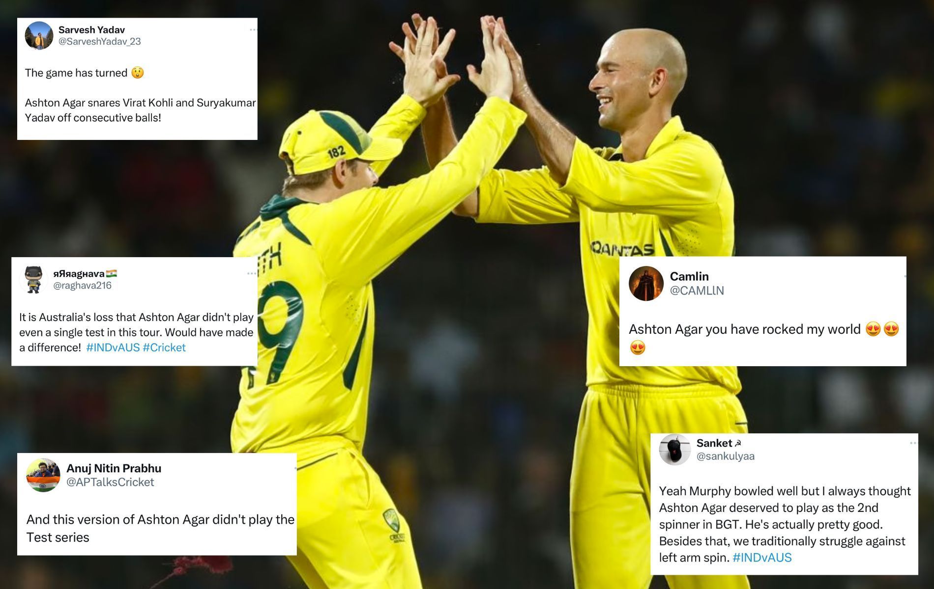 Ashton Agar impressed many with his bowling exploits in 3rd ODI. (Pics: Getty/Twitter)