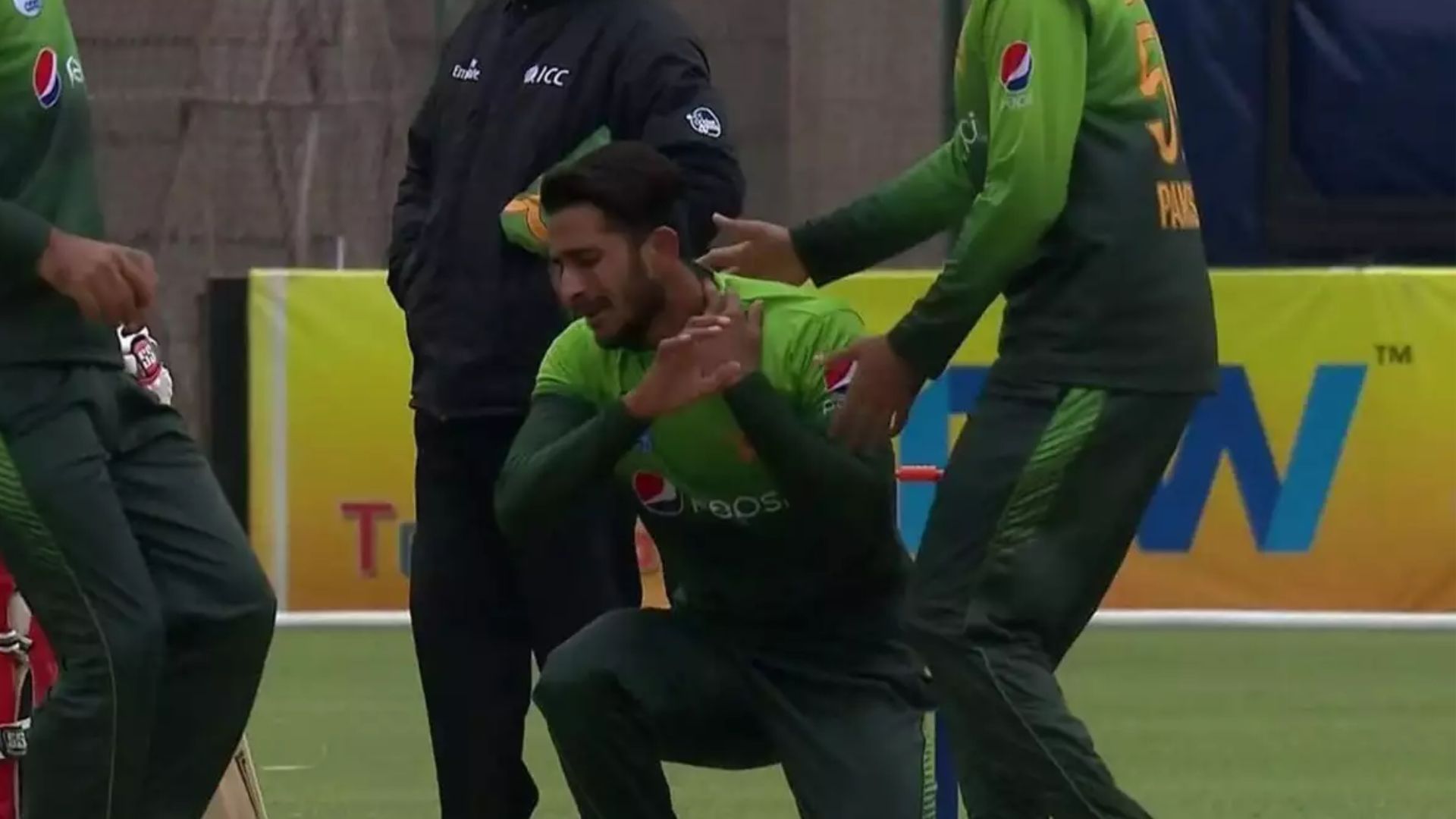 Hasan Ali injured himself while celebrating a wicket, but thankfully, it wasn
