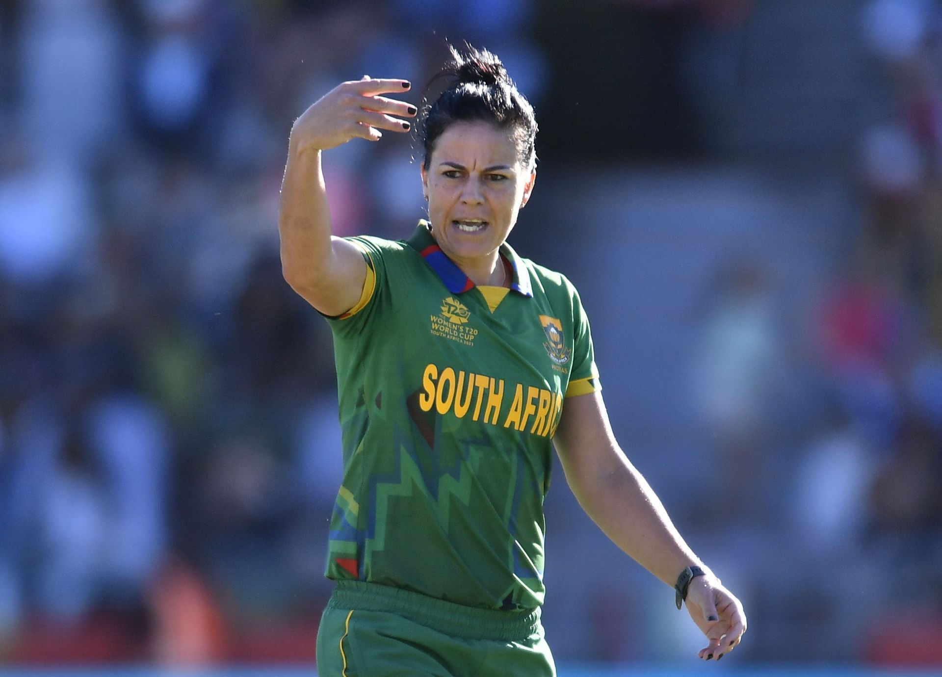South African all-rounder Marizanne Kapp during the T20 World Cup. Pic: Getty Images