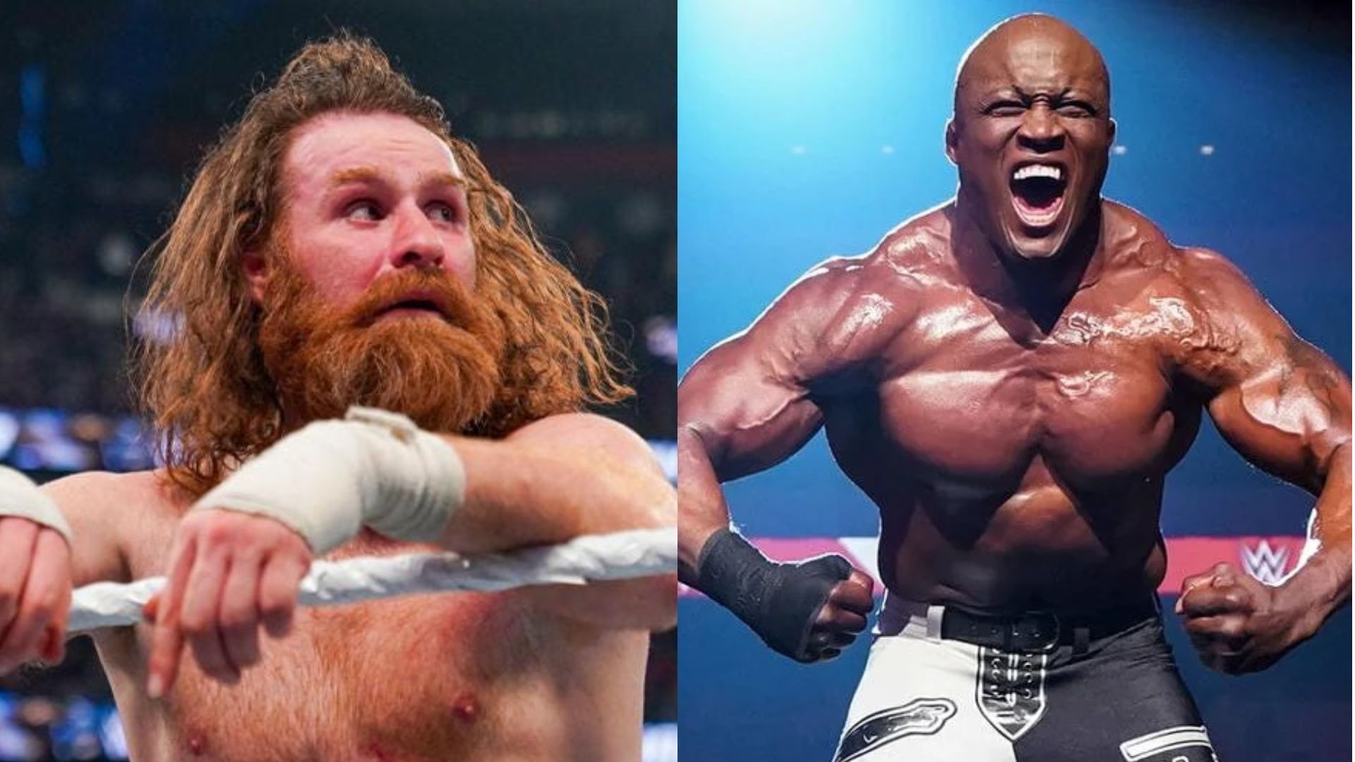 Sami Zayn (left); Bobby Lashley (right)