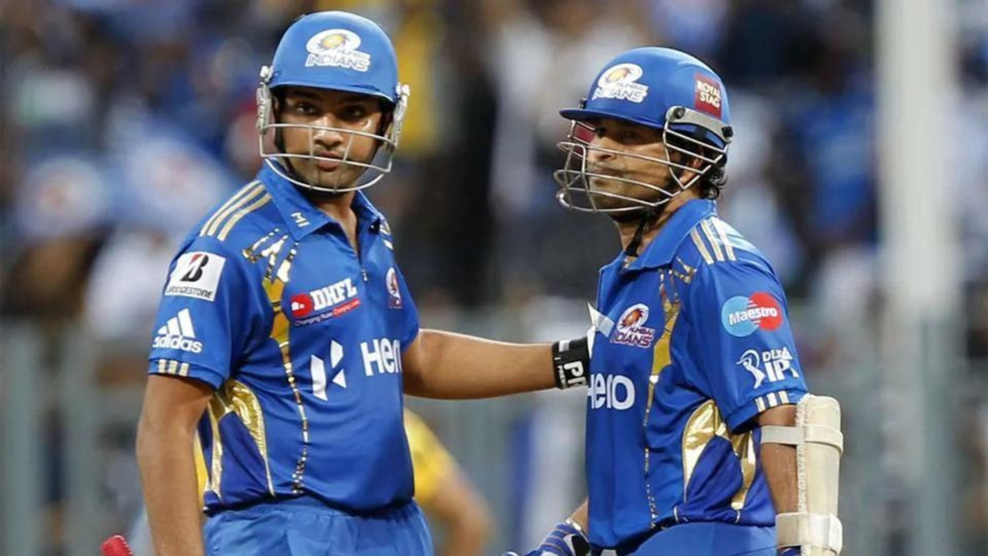 Rohit Sharma (L) and Sachin Tendulkar in action for MI (P.C.:iplt20.com)