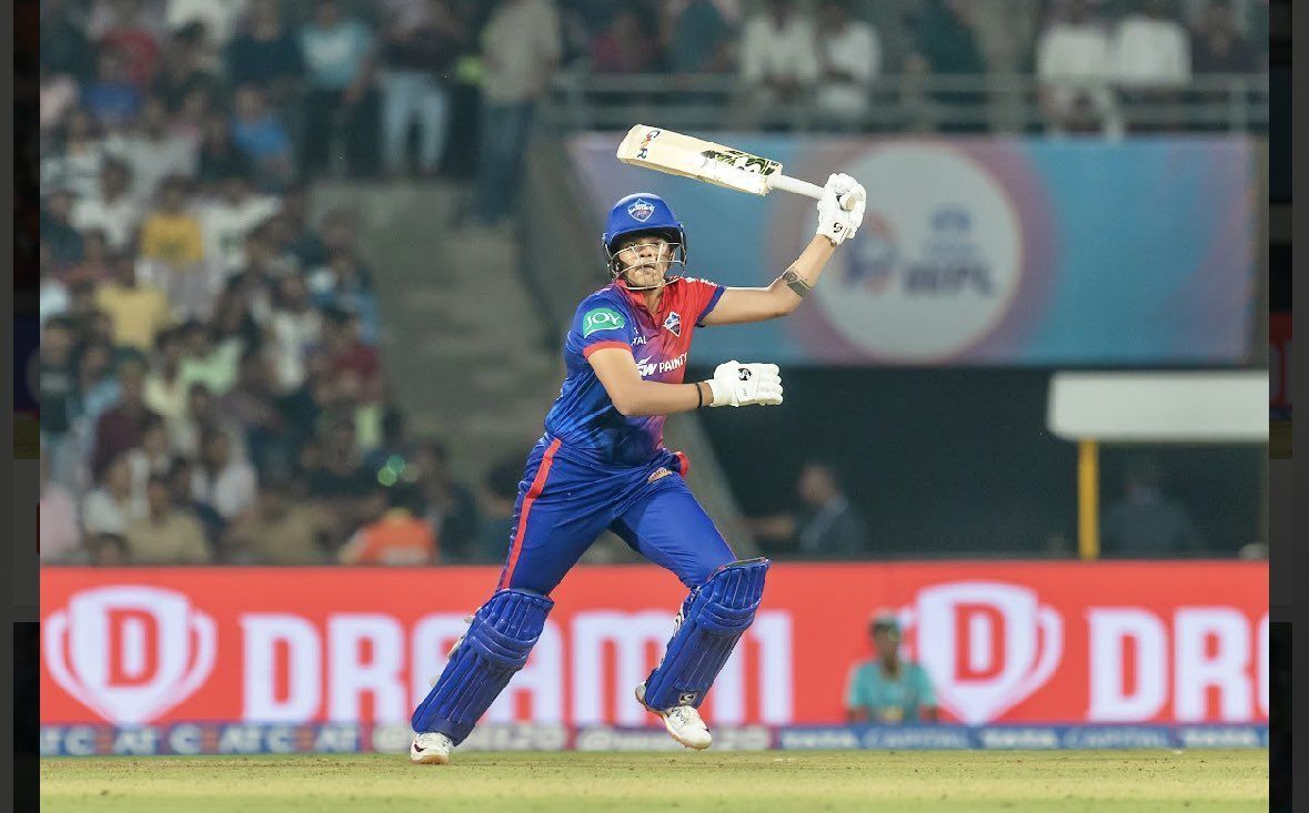 Shafali Verma in action for the Delhi Capitals. (Image: Twitter/Shafali Verma)