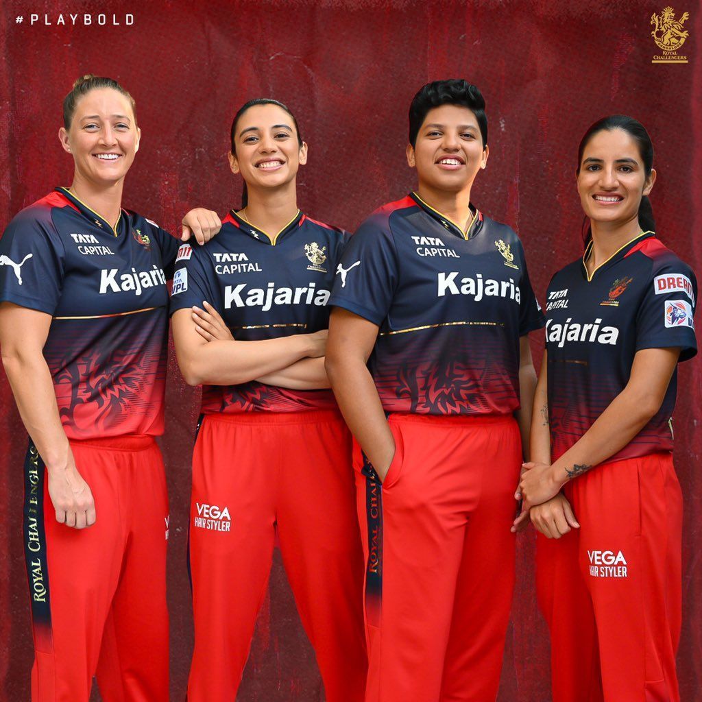 RCB women donning their WPL 2023 jersey [Pic Credit: RCB Twitter]