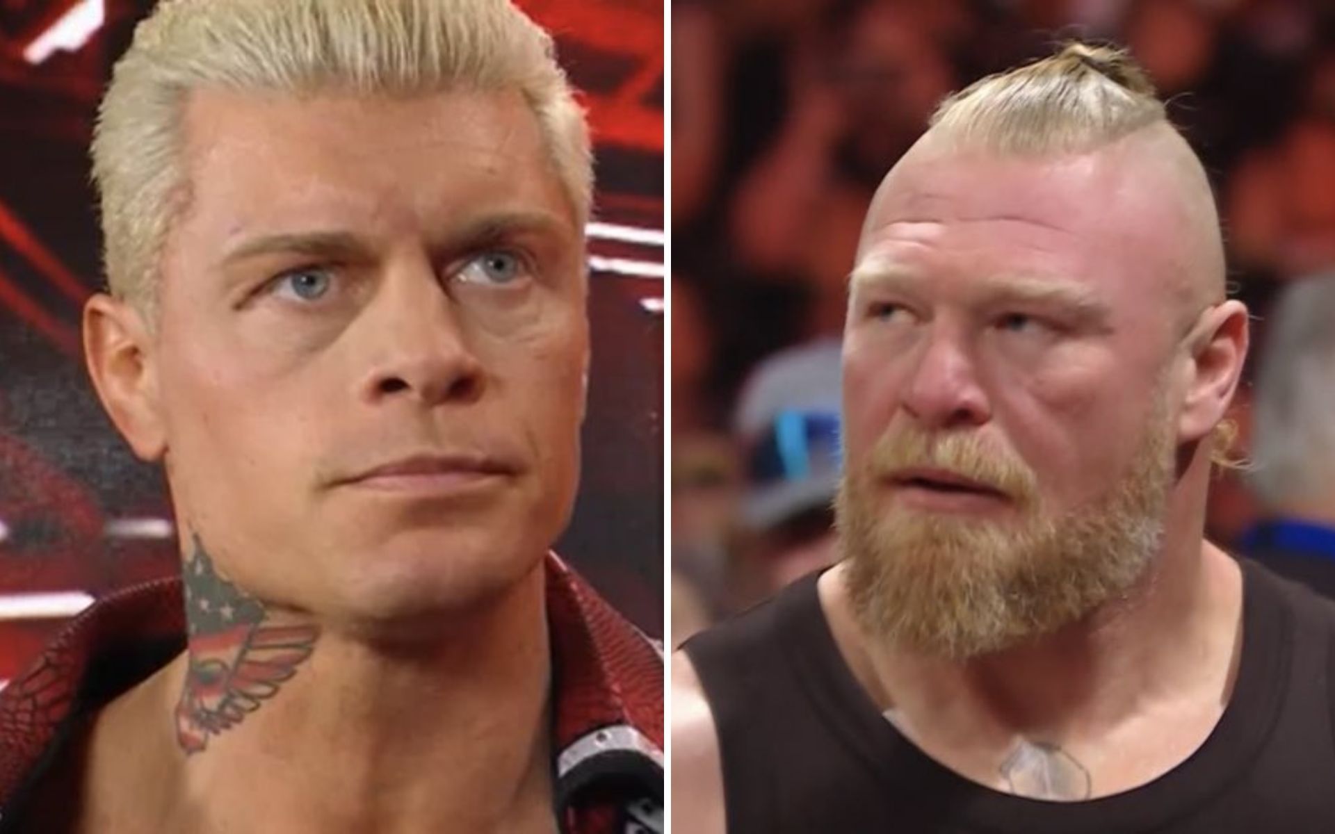 Cody Rhodes (left); Brock Lesnar (right) this week