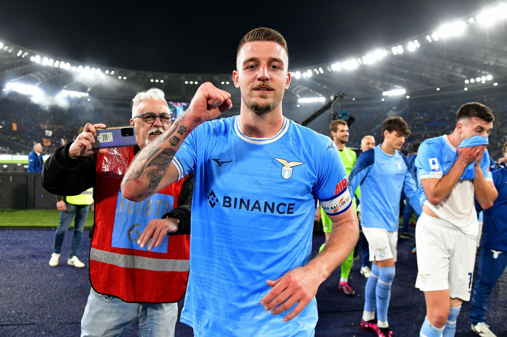 Milinkovic-Savic (centre) is reportedly a Reds target.