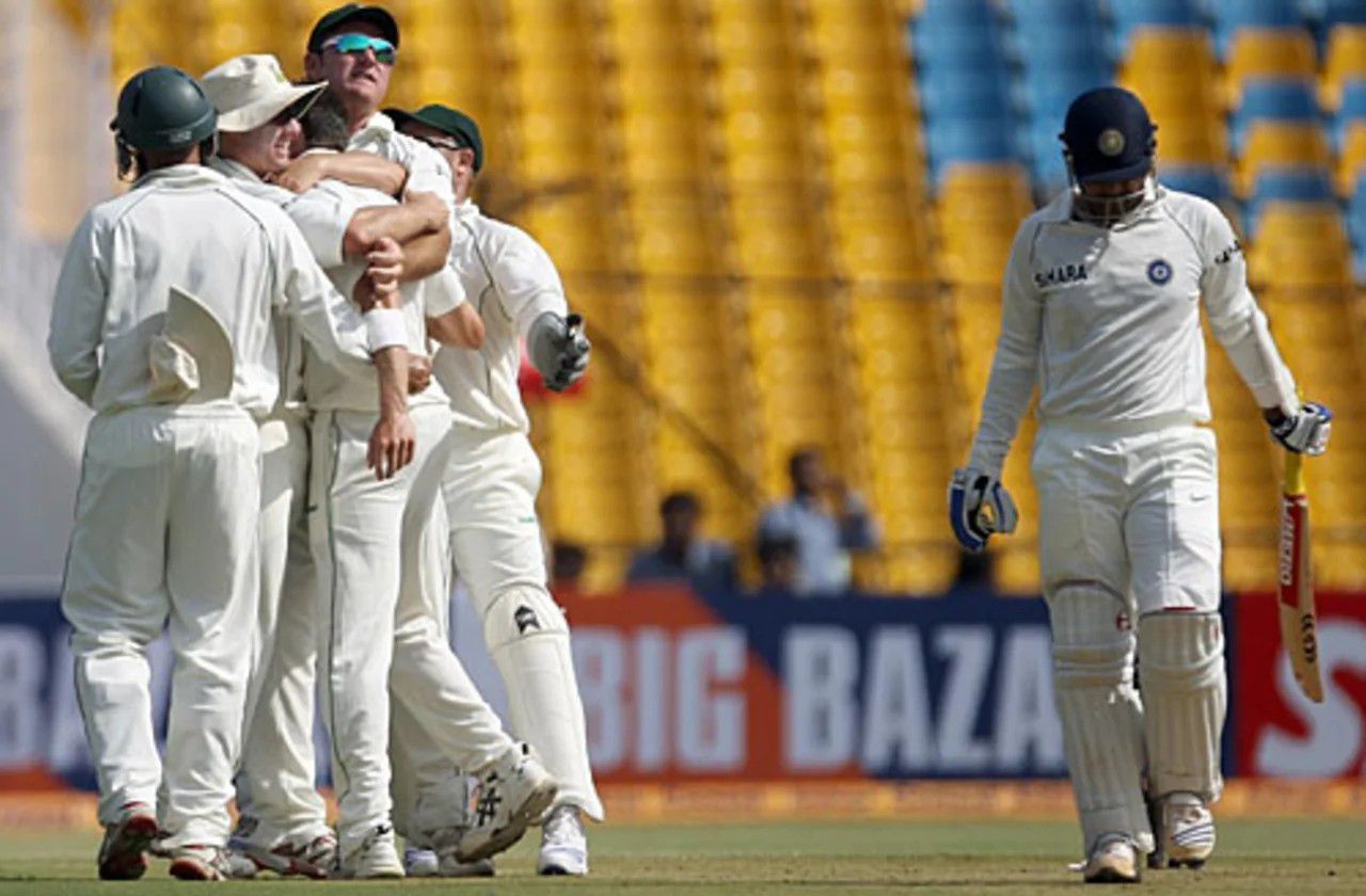 South Africa celebrating Virender Sehwag's wicket [Pic Credit: BCCI]