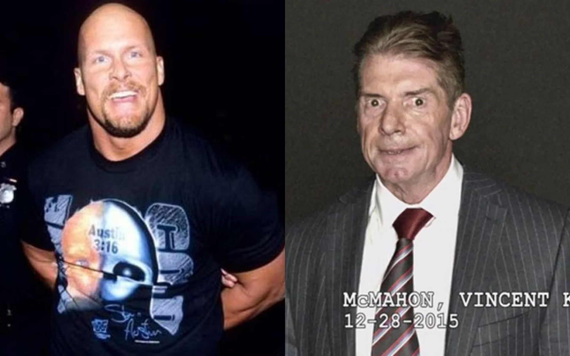 Stone Cold Steve Austin (L); Vince McMahon (R).