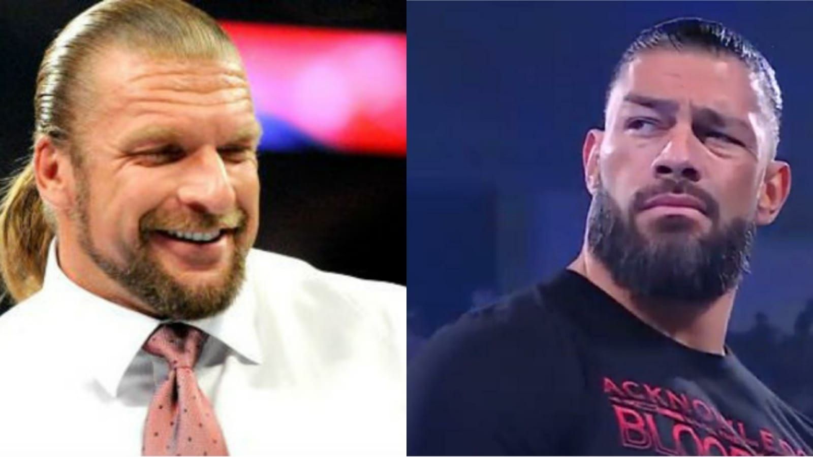 Triple H (left); Roman Reigns (right)