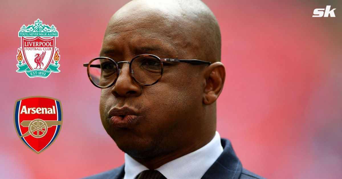 Arsenal legend Ian Wright looks on.