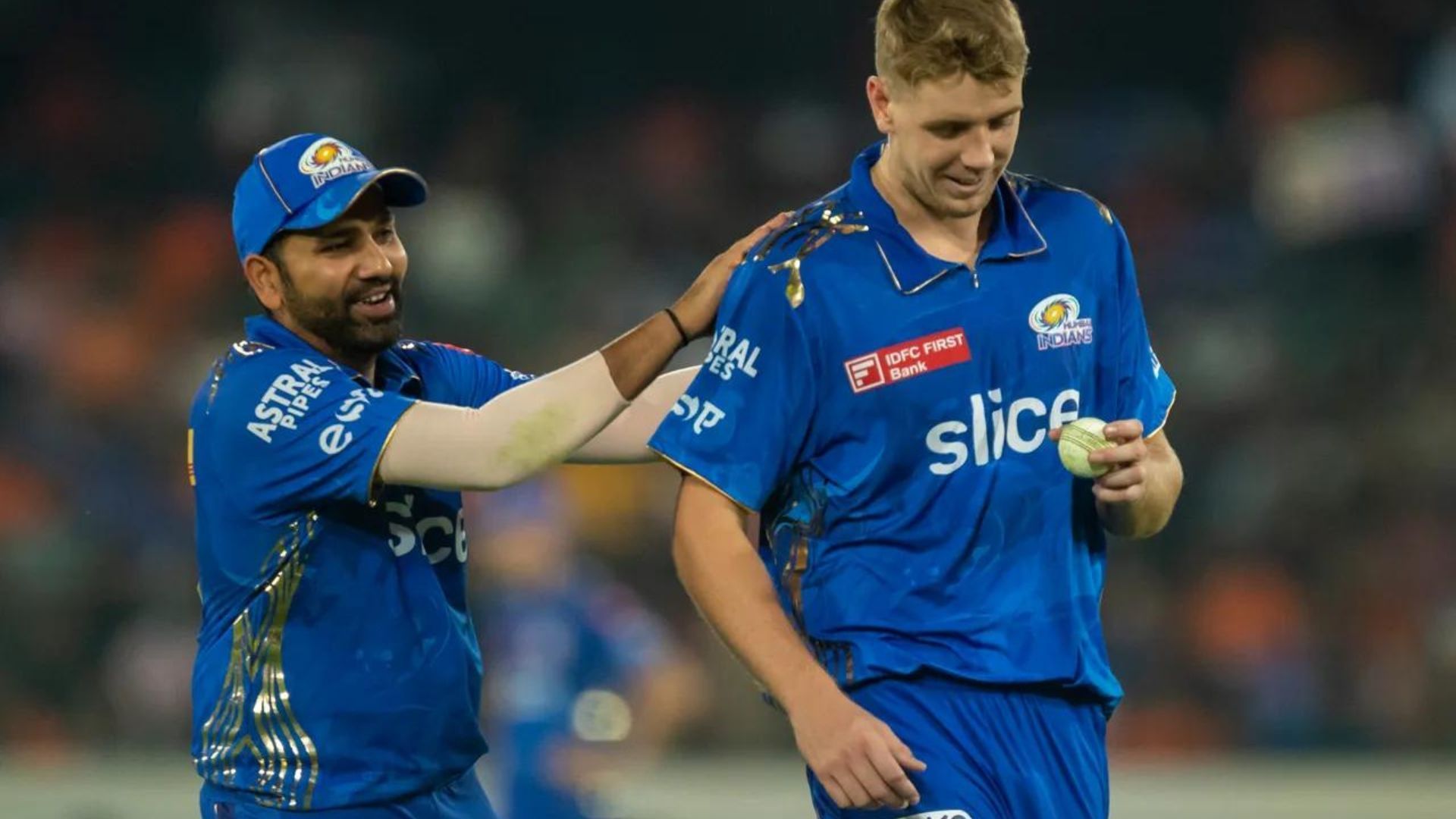 Rohit Sharma (L) was delighted with Cameron Green