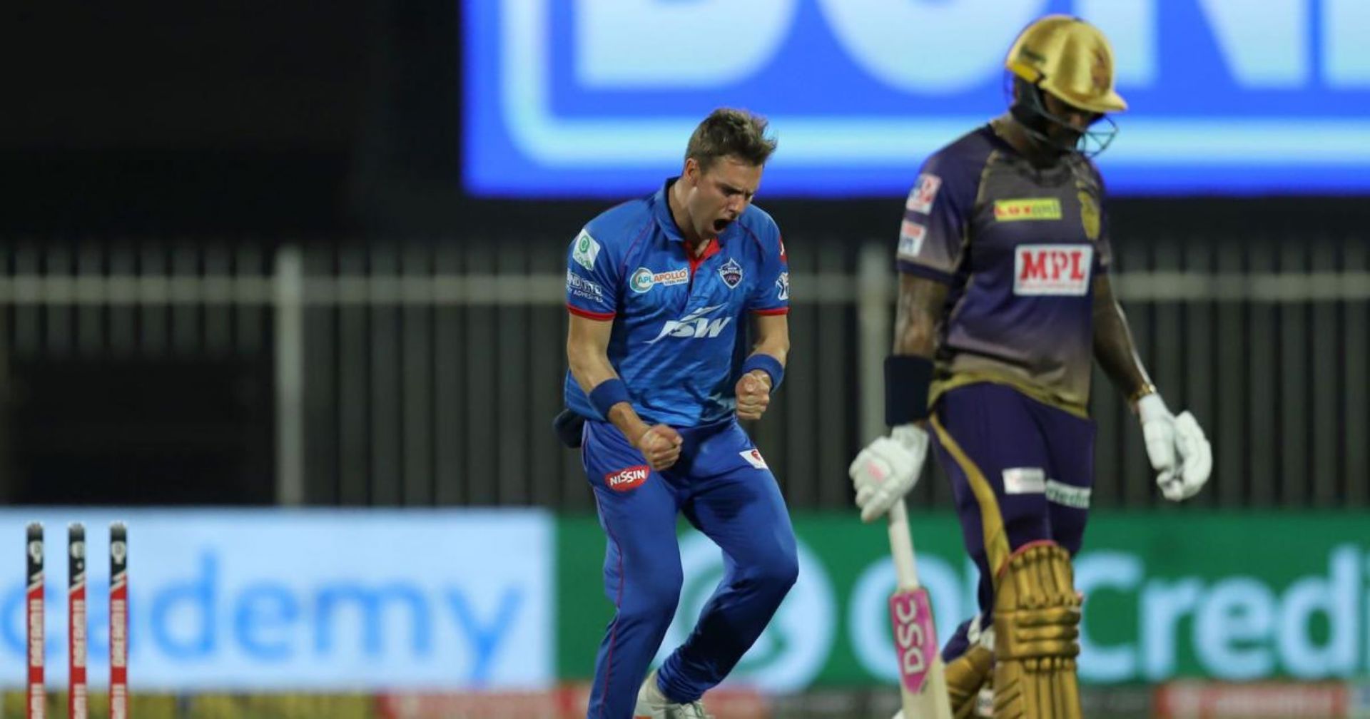 Nortje's three-wicket spell helped DC hold off KKR.