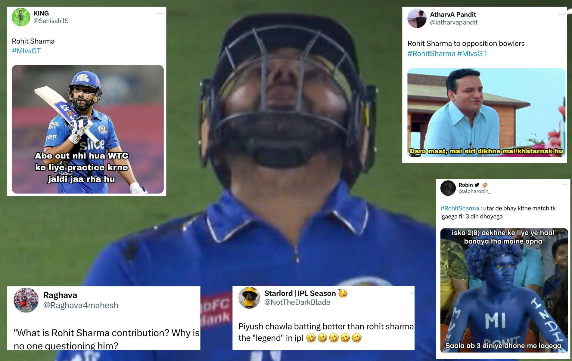 Rohit Sharma was trolled by many following his early dismissal. (Pics: Twitter)