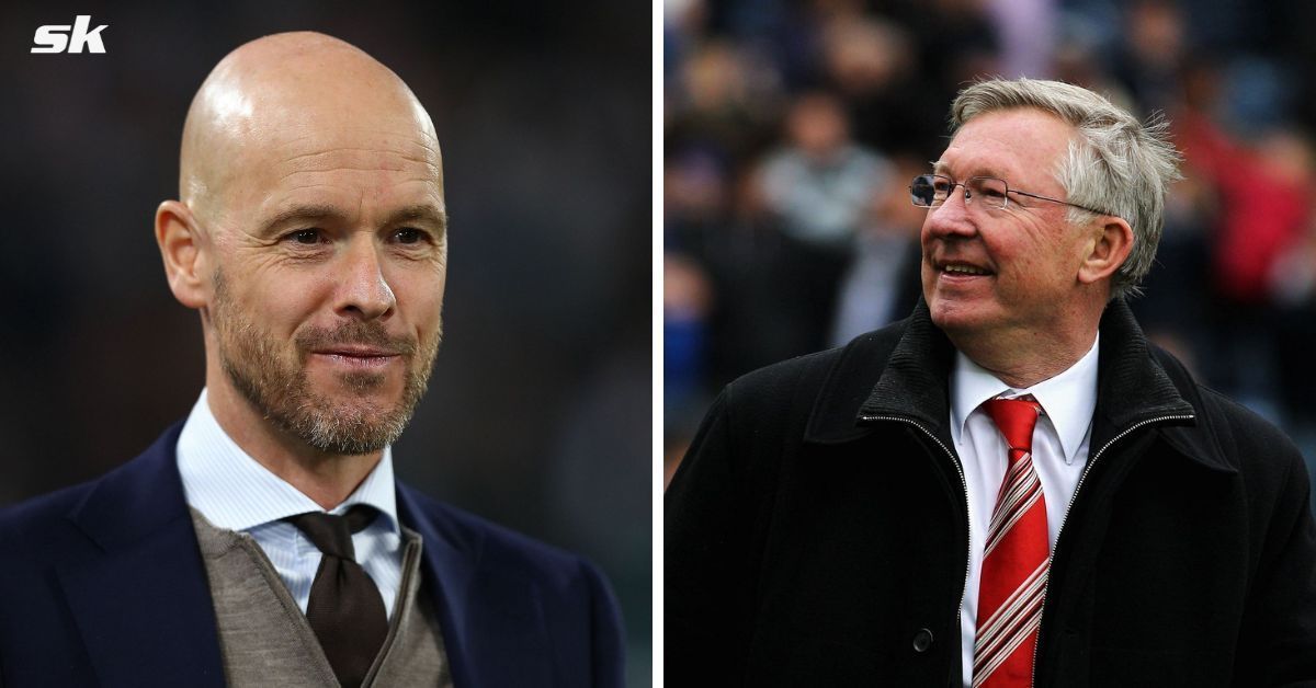 Former Manchester United manager Sir Alex Ferguson and current boss Erik ten Hag