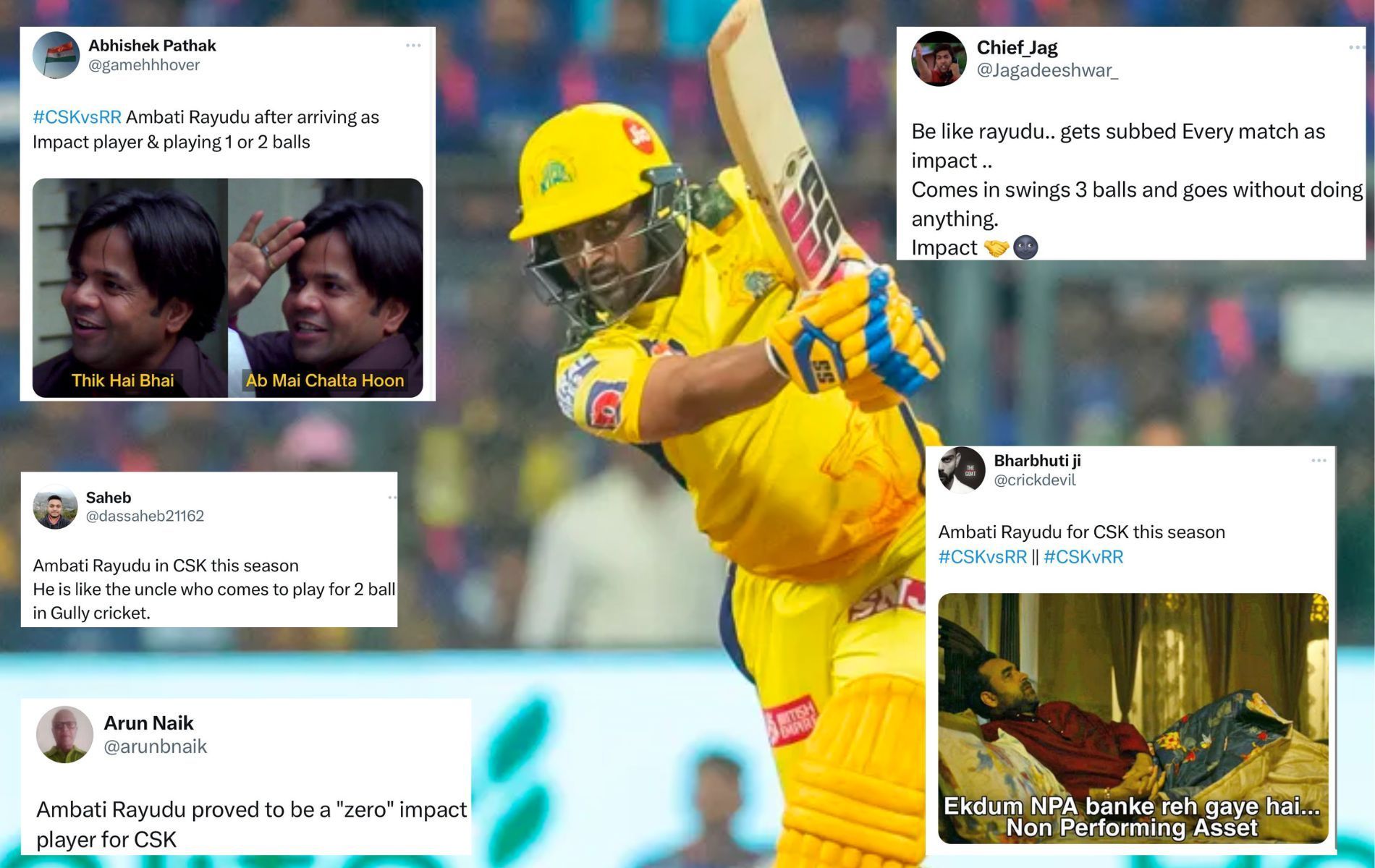 Ambati Rayudu has looked out of touch in IPL 2023. (Pics: IPLT20.com/Twitter)