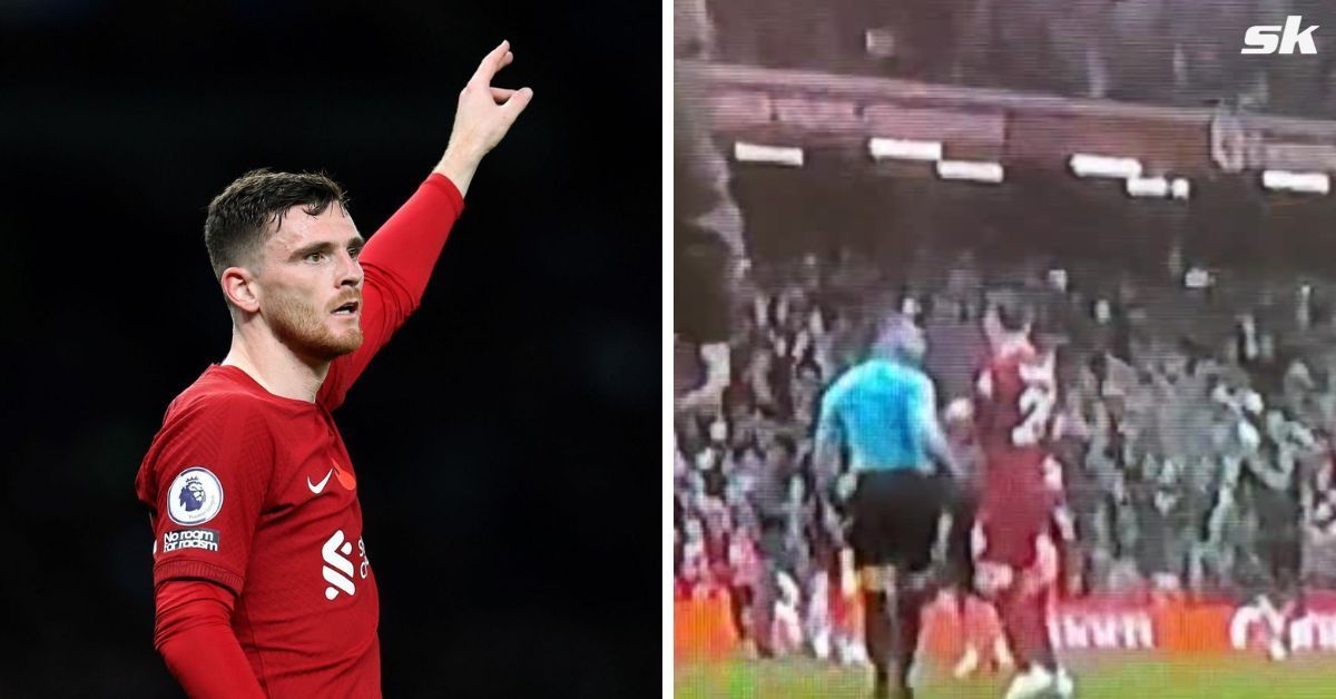 Andy Robertson (left) was elbowed by a linesman at the weekend.