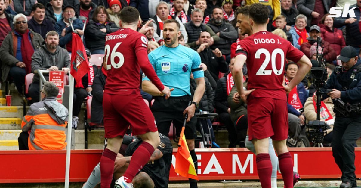 Liverpool star was elbowed by the official