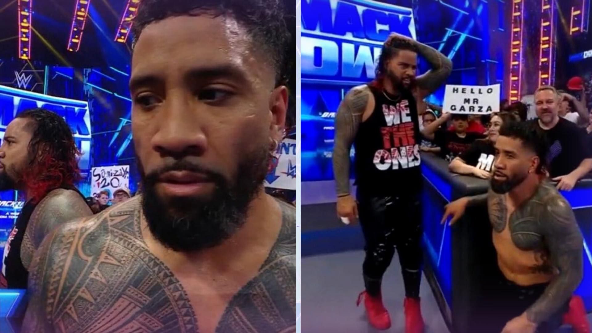 The Bloodline members on WWE SmackDown tonight.