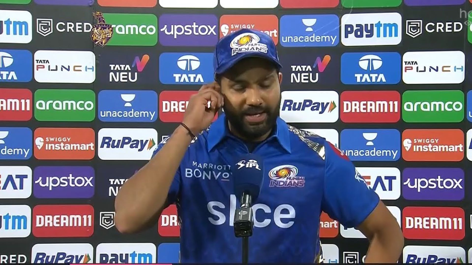 Rohit Sharma was visibly disappointed after another opening-game defeat for MI.
