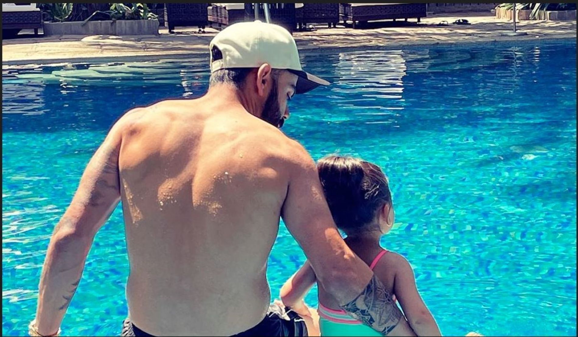 Virat Kohli is seen spending time with his daughter Vamika at the pool