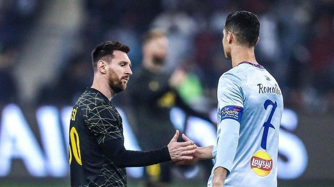 Lionel Messi (left) could join rival Cristiano Ronaldo in the Saudi Pro League..
