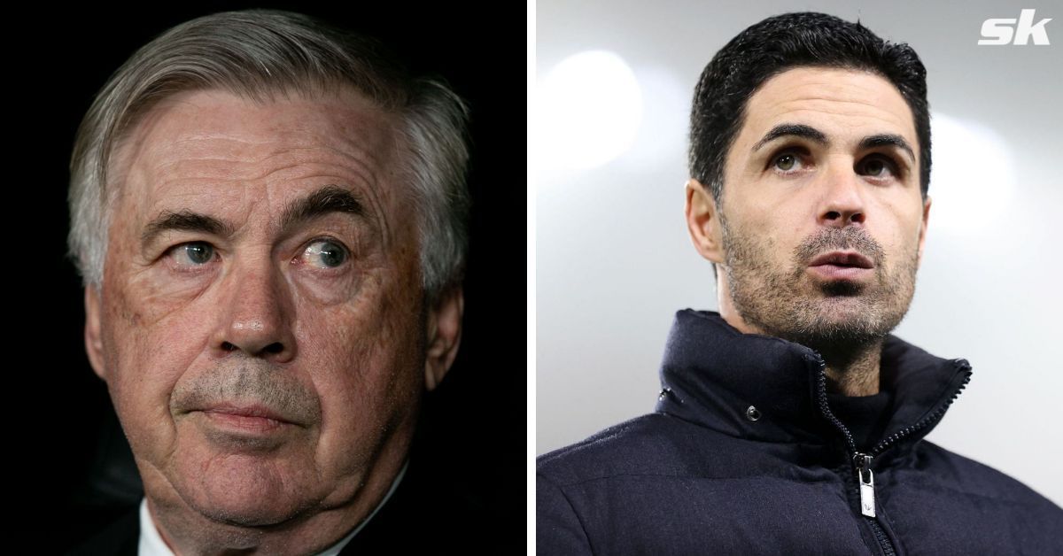 [L-to-R] Carlo Ancelotti and Mikel Arteta.