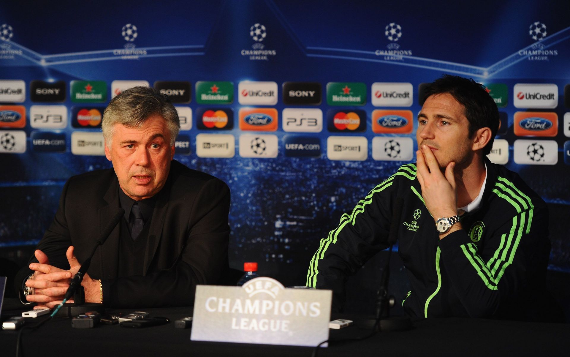 The Blues could seal a reunion with Carlo Ancelotti (left).
