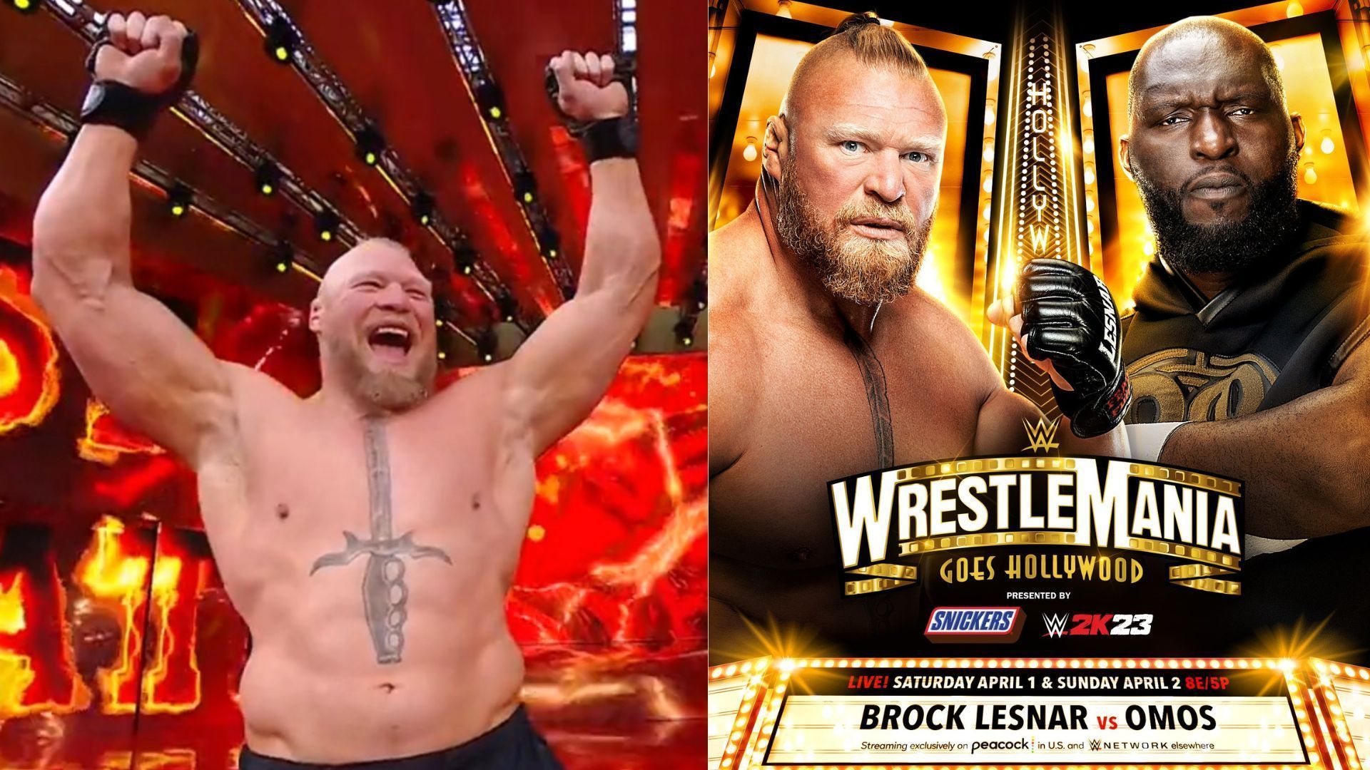 Brock Lesnar battled Omos tonight at WWE WrestleMania. 