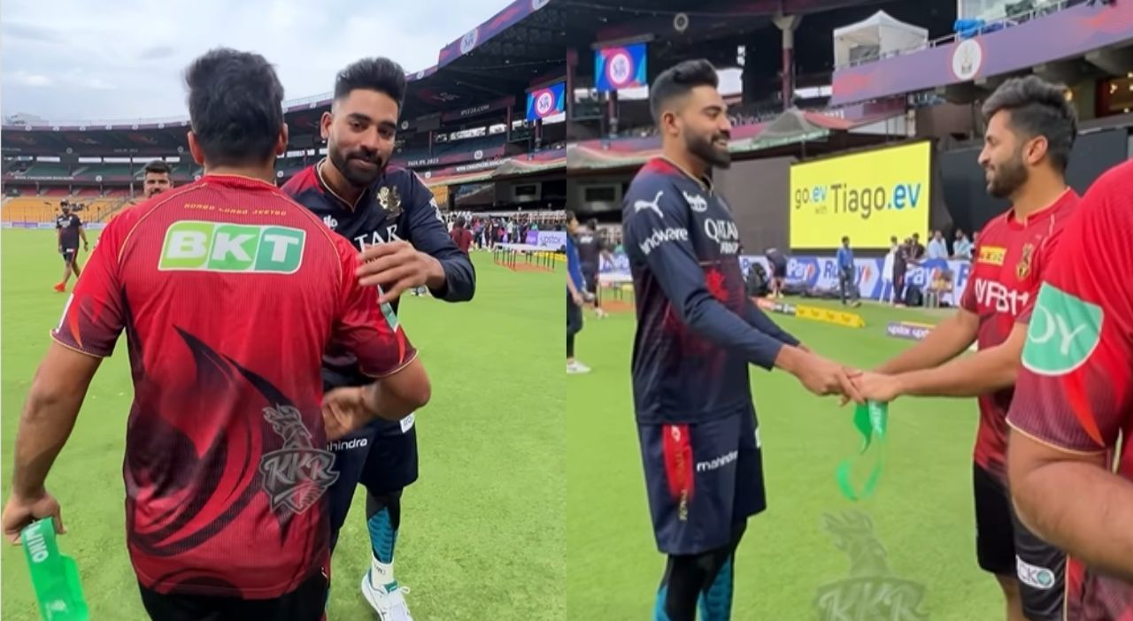 RCB vs KKR मैच से पहले मोहम्मद सिराज और शार्दुल ठाकुर की हुई मुलाकात (PC: KKR Instagram)