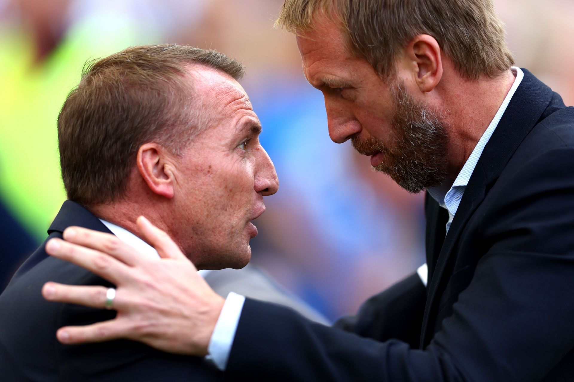 Graham Potter (right) won&#039;t be replacing Brendan Rodgers (left).