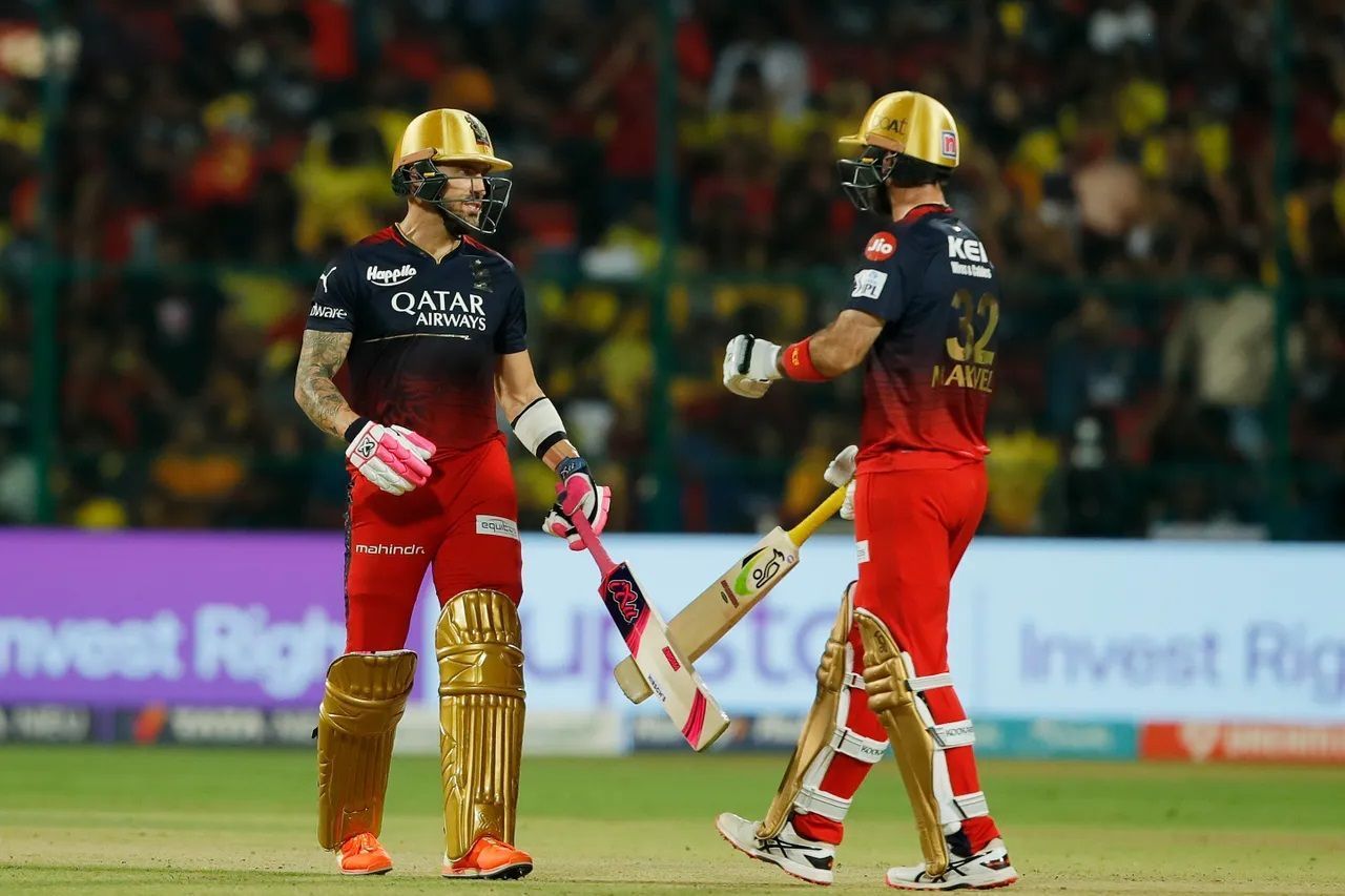 Faf du Plessis and Glenn Maxwell were the only two RCB batters to reach the 30-run mark against CSK. [P/C: iplt20.com]