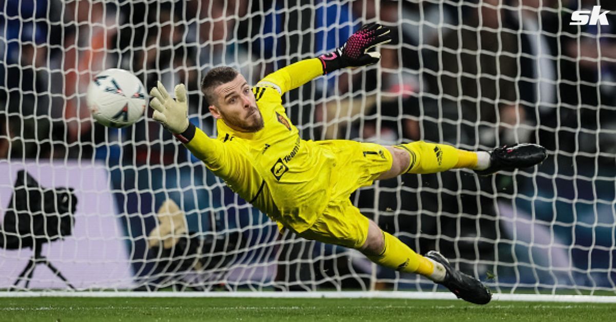 David De Gea in action during Brighton vs ManUtd