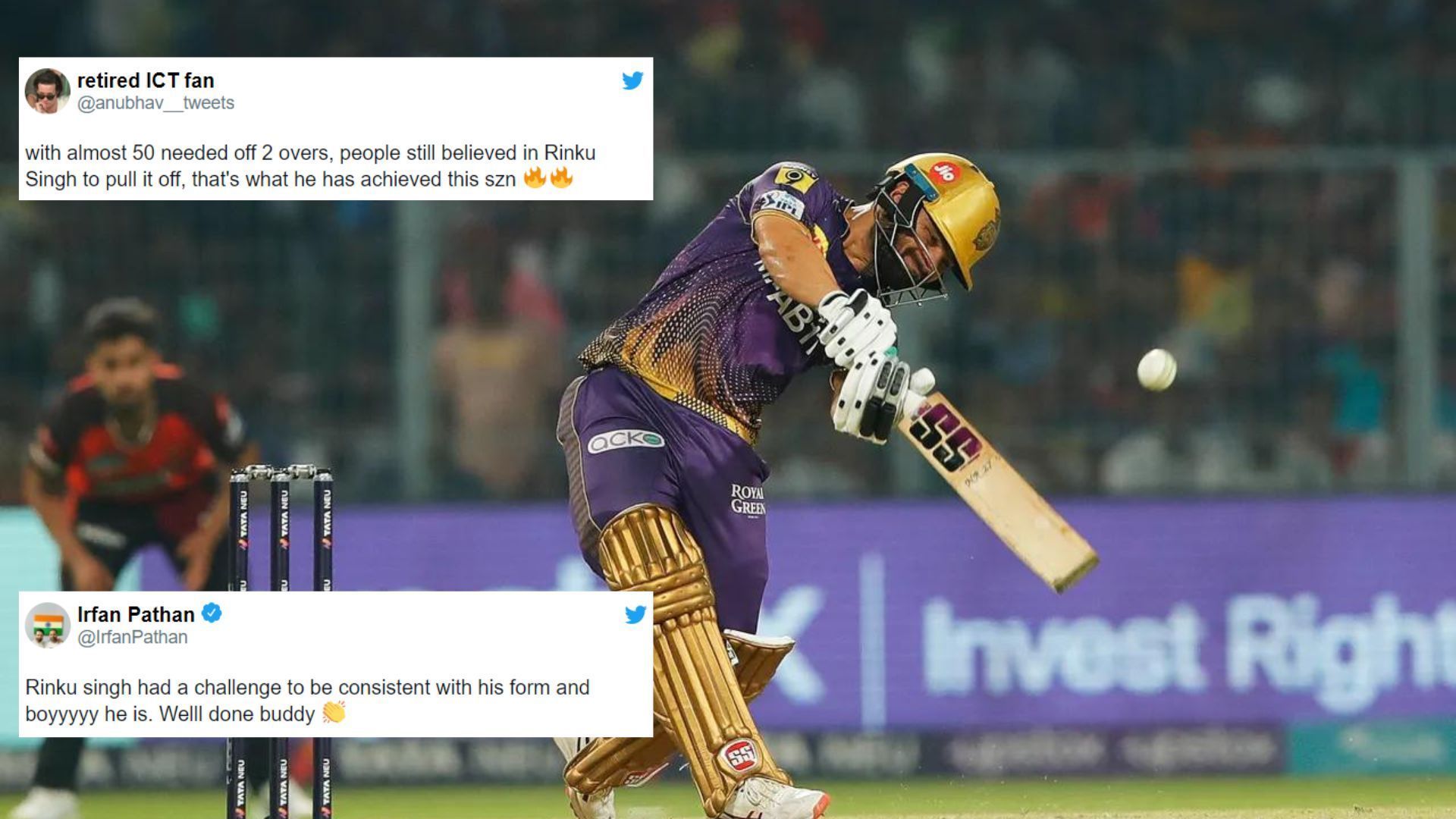 Fans hailed Rinku Singh for his efforts to keep KKR in the chase (P.C.:iplt20.com)