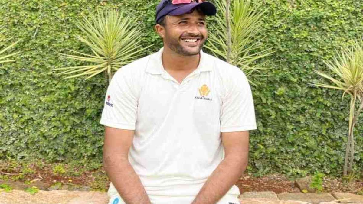 Sharath smiling after a match-winning spell.