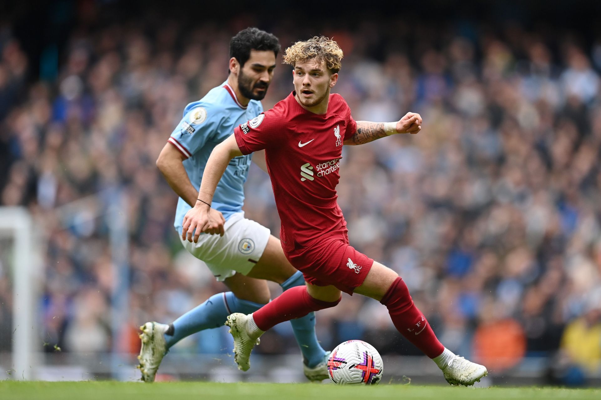 Harvey Elliott (right) has been a revelation at Anfield this season.