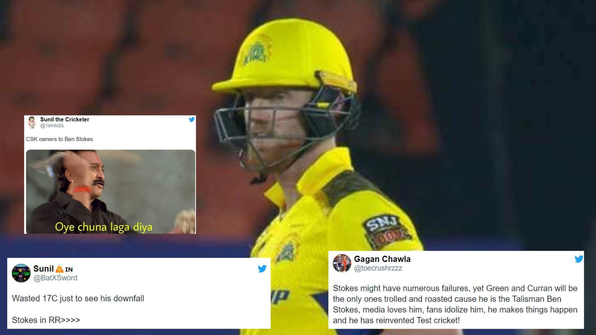 Fans felt Ben Stokes was batting too low for CSK (P.C.:Twitter)