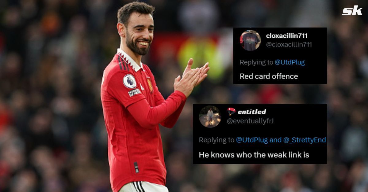 Social media hilariously react to Bruno Fernandes kicking David de Gea.