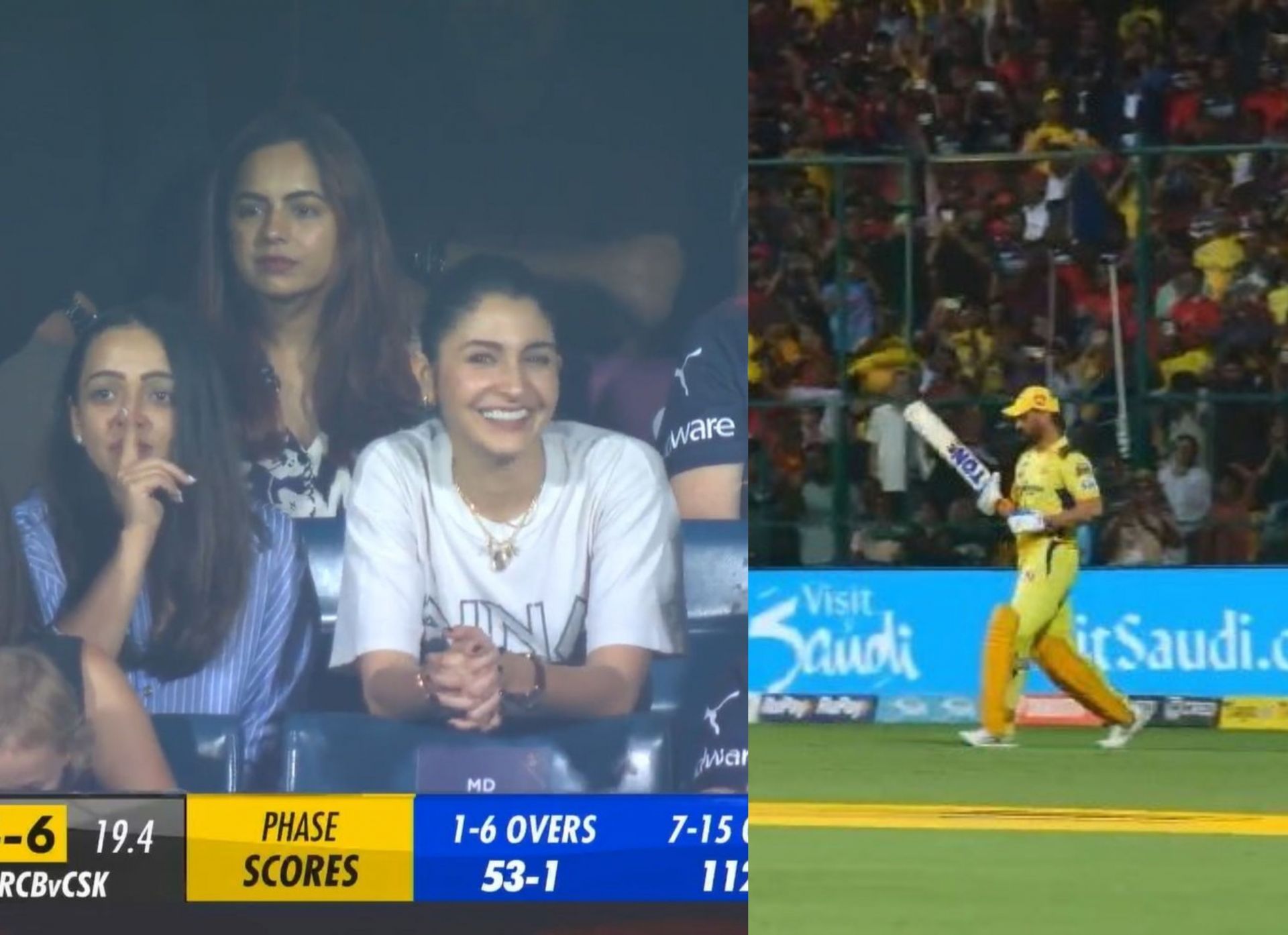 Anushka Sharma in the audience during the CSK vs RCB clash. 