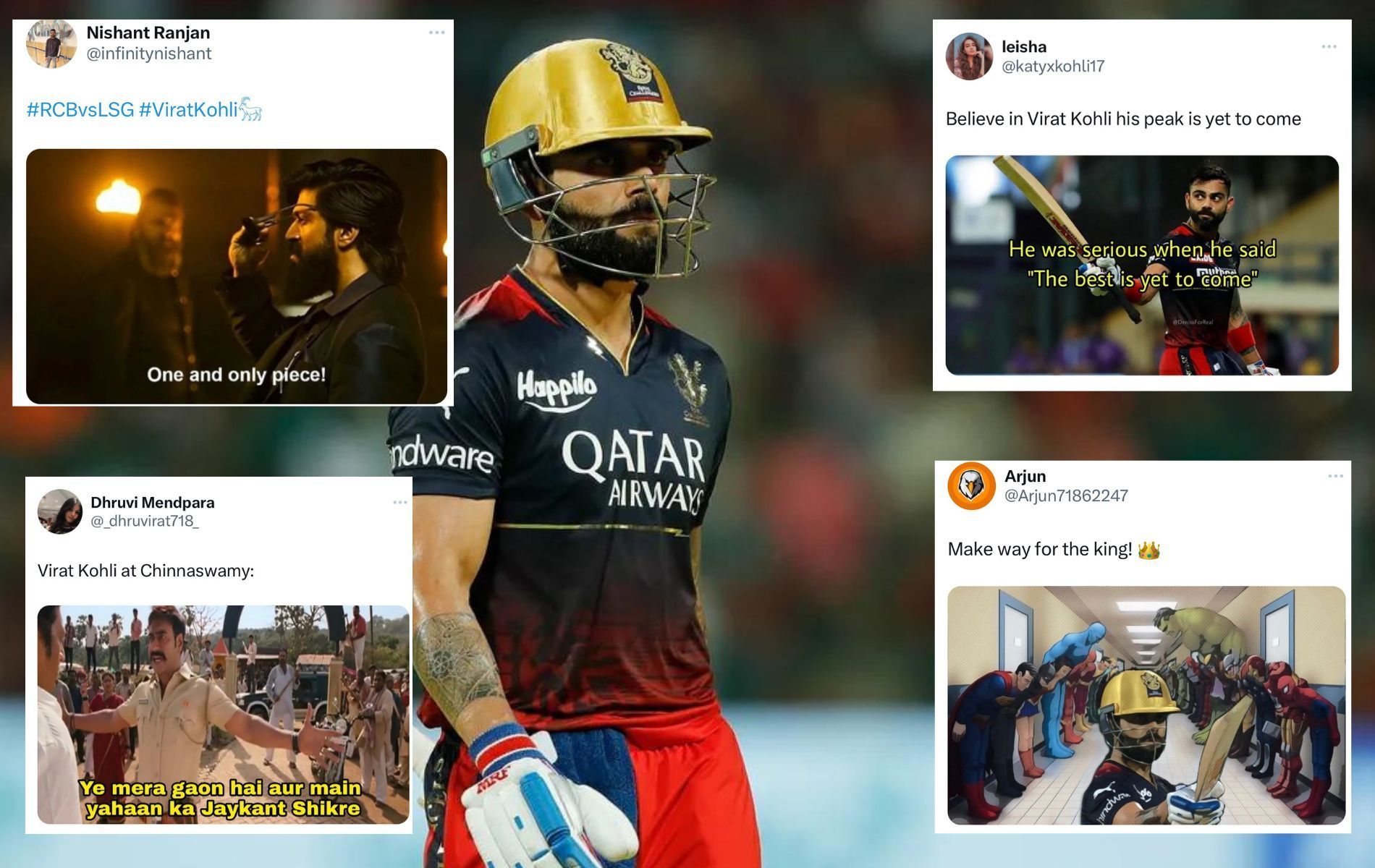 Virat Kohli has mustered 164 runs in three matches in IPL 2023. (Pics: IPLT20.com/Twitte)