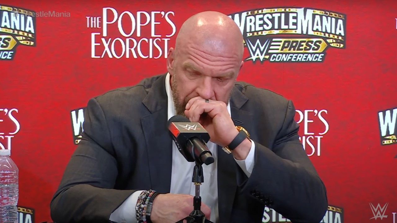 Triple H is appeared to address the press after WrestleMania