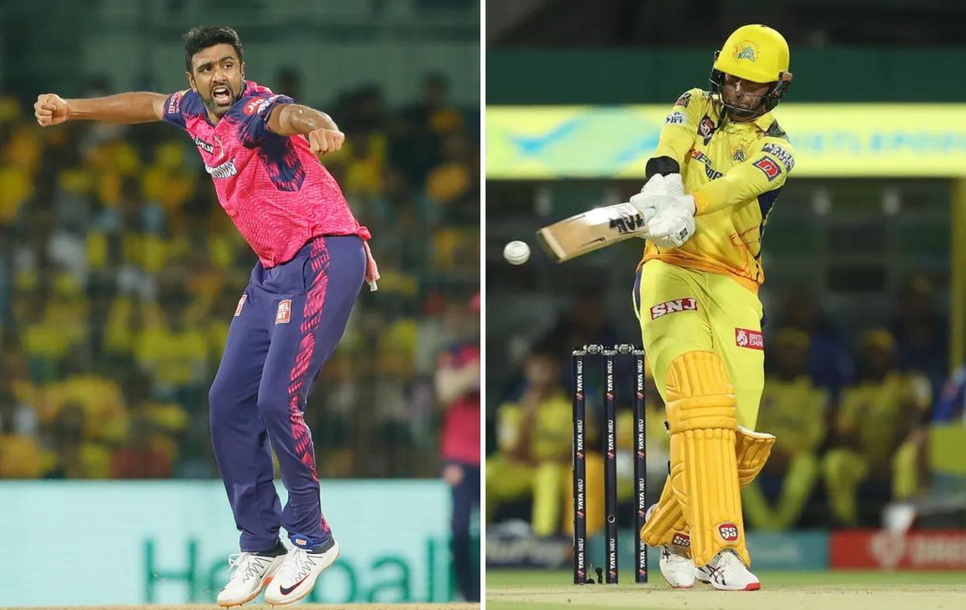 Ravichandran Ashwin (L) and Devon Conway. (Pics: IPLT20.com)