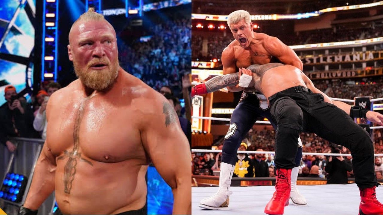 WWE सुपरस्टार्स ब्रॉक लैसनर और कोडी रोड्स 