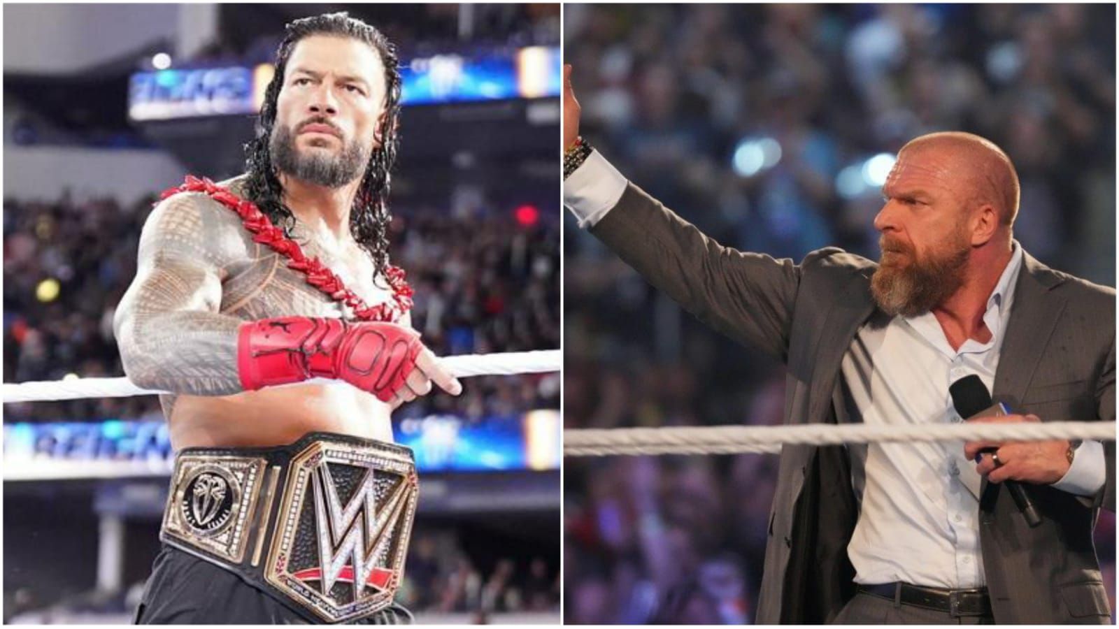 Roman Reigns (left); Triple H (right)