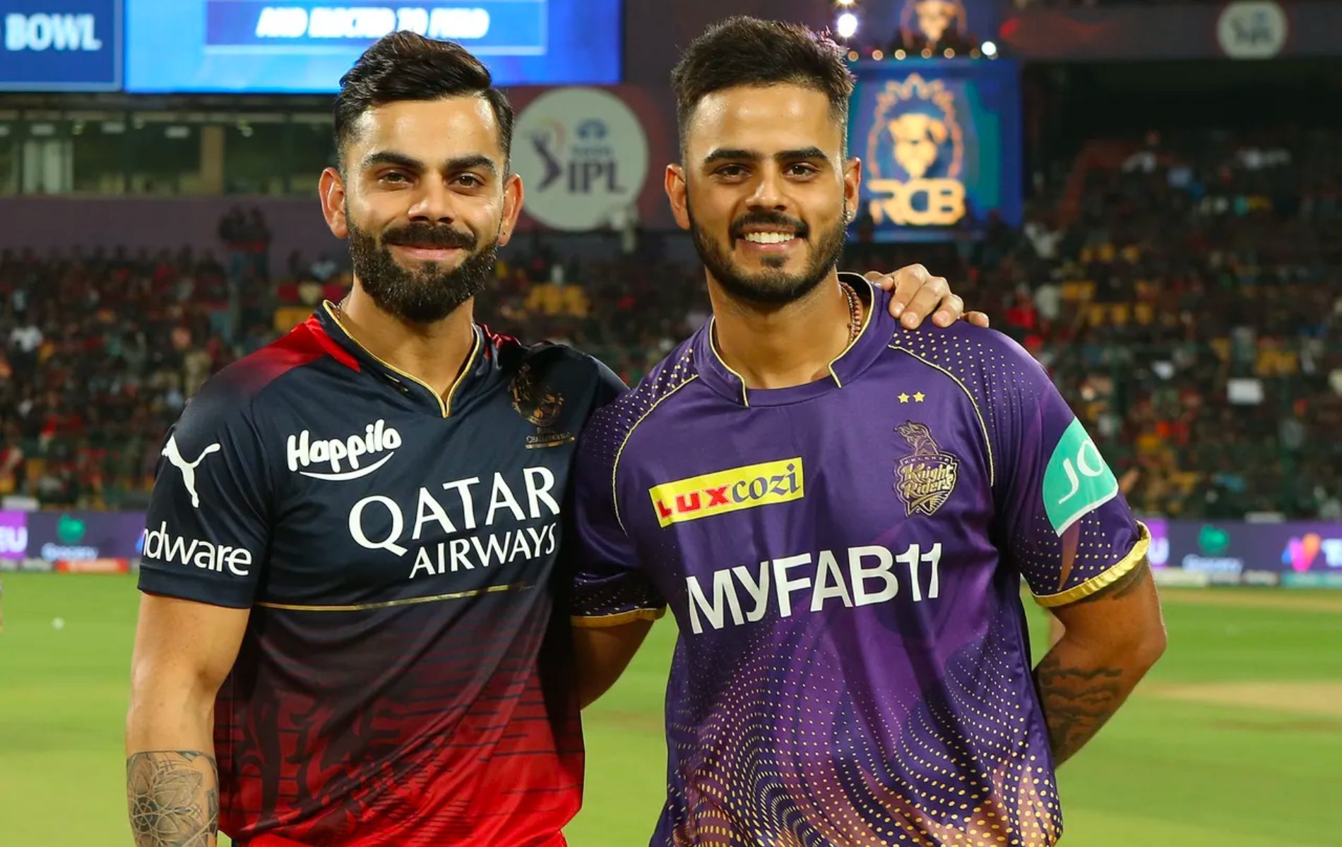 Virat Kohli (L) and Nitish Rana. (Pic: IPLT20.com)