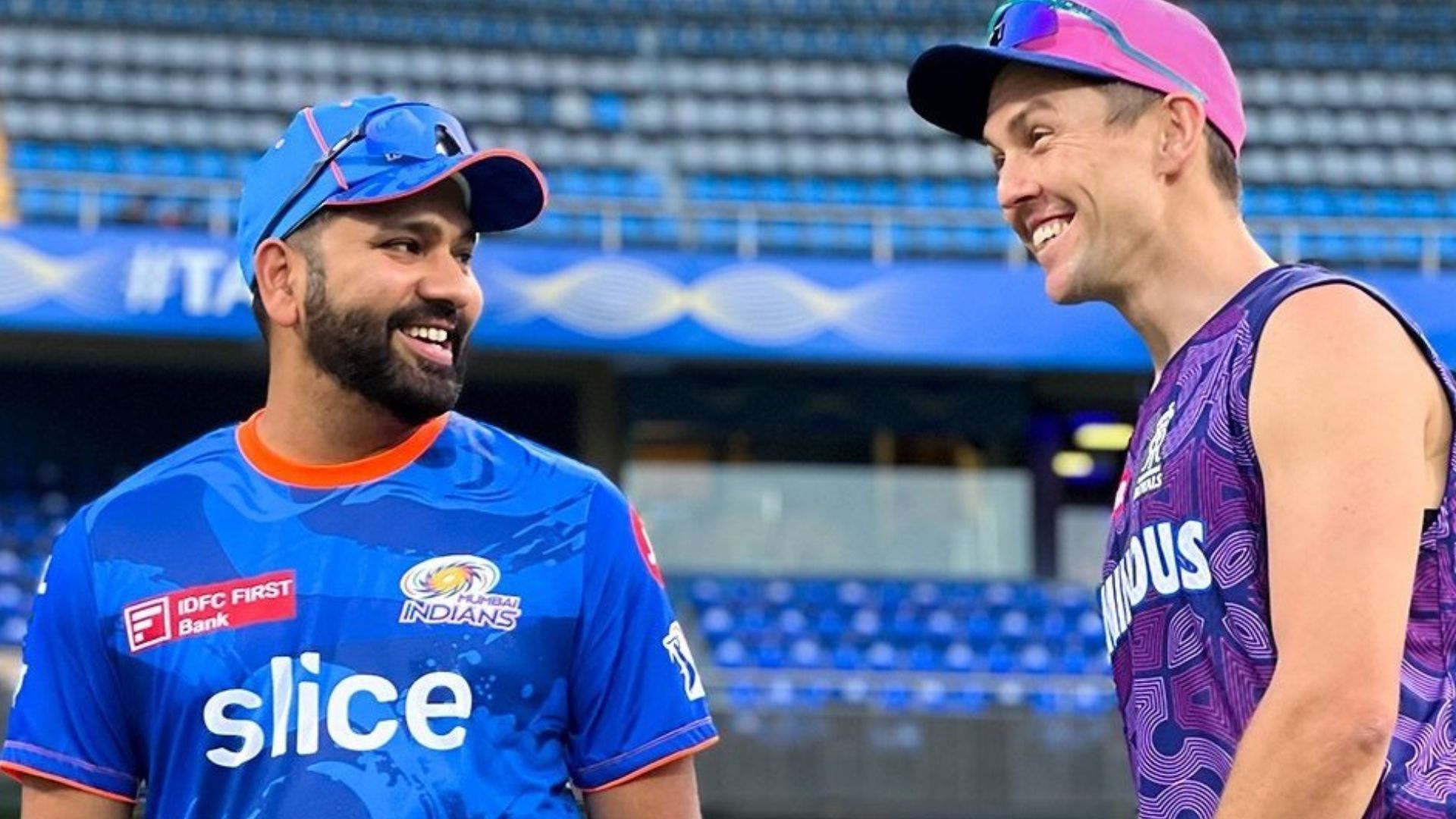 Rohit Sharma (L) &amp; Trent Boult (P.C.:Twitter)