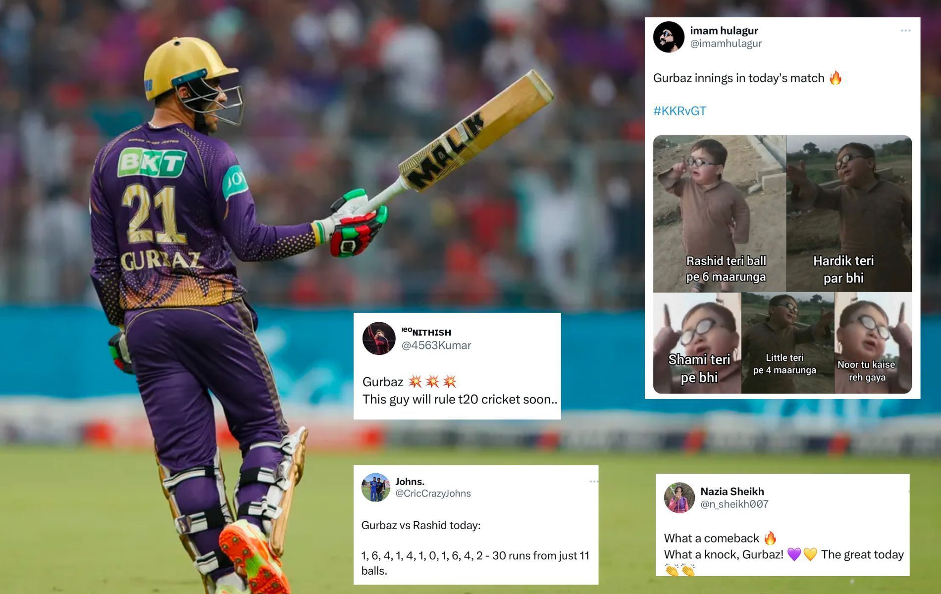 Rahmanullah Gurbaz has hit two half-centuries in IPL 2023. (Pics: IPLT20.com/Twitter)