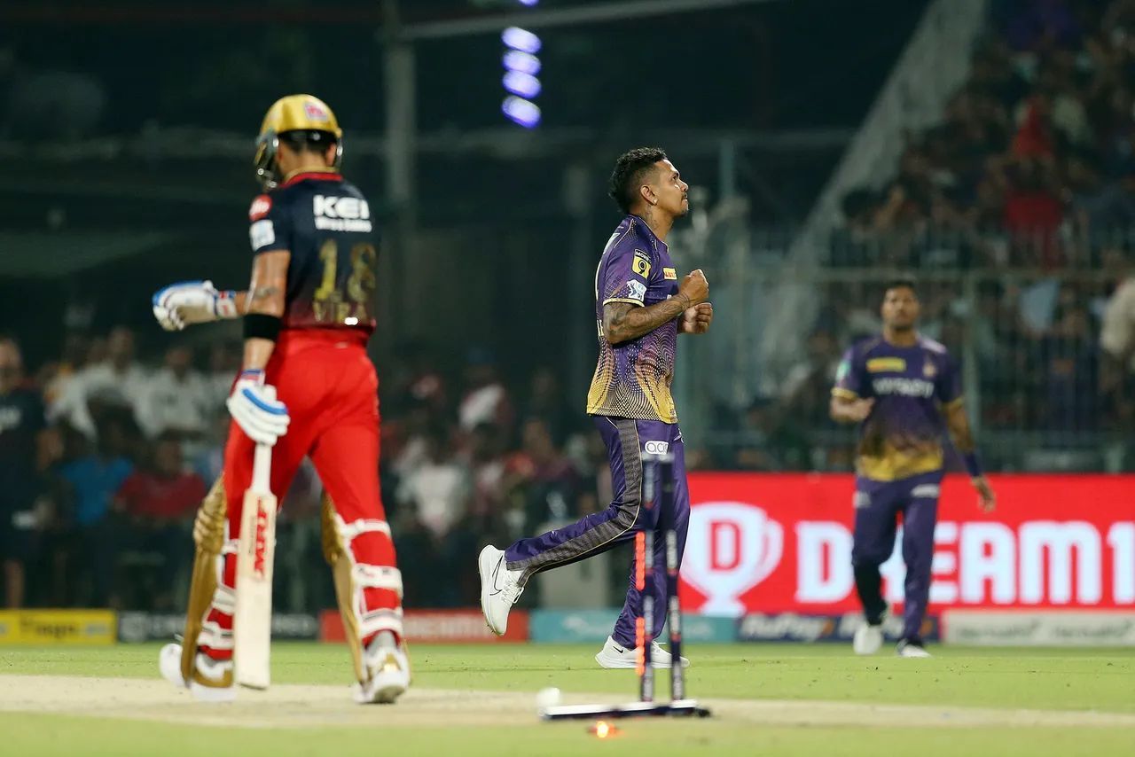 Sunil Narine dismissed Virat Kohli bowled out yesterday (Image Courtesy: IPLT20.com)