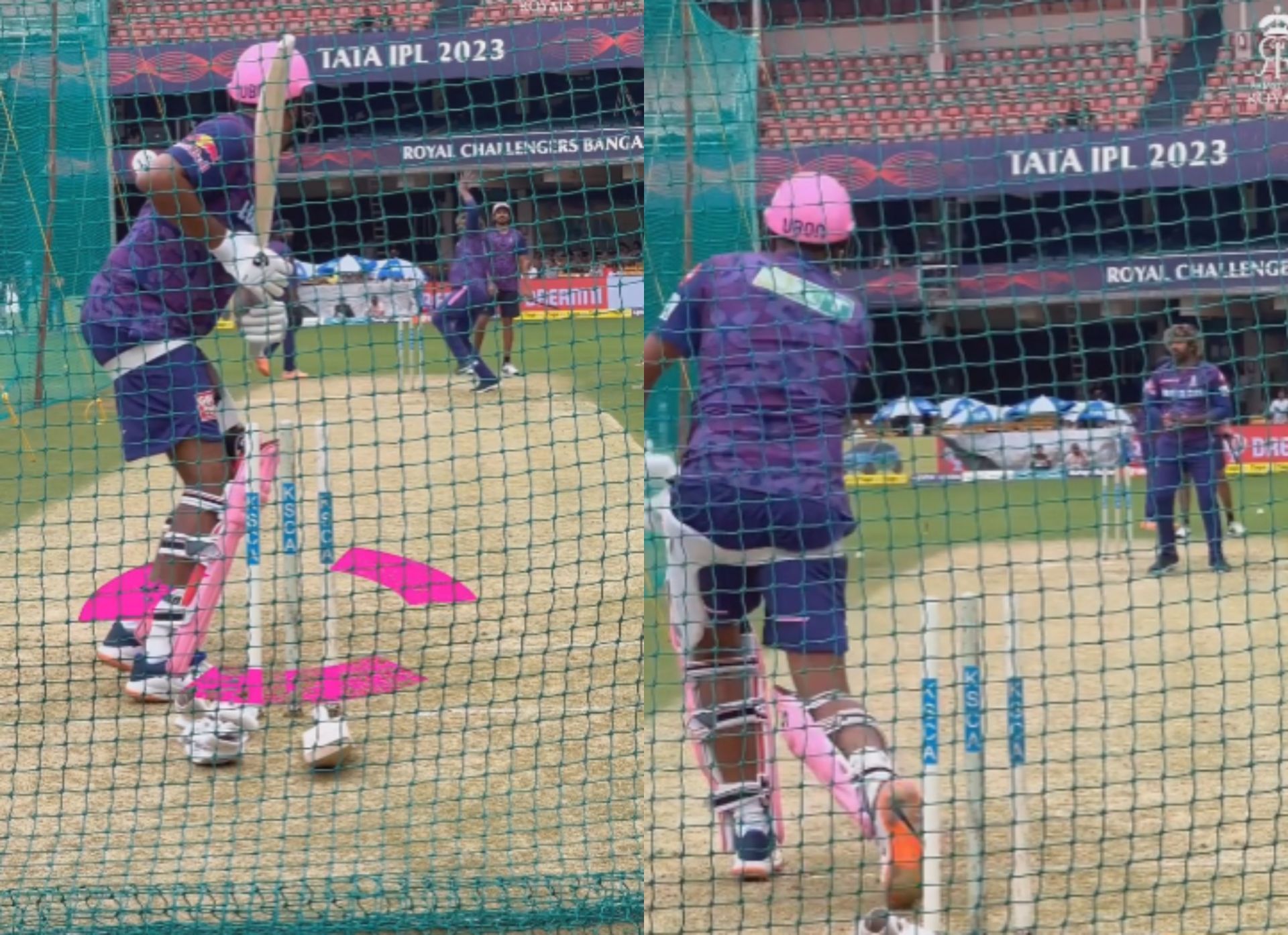 Ravichandran Ashwin practicing in the nets. 