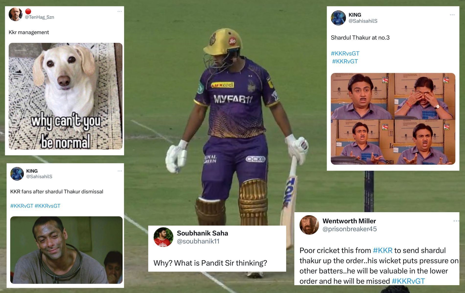 Shardul Thakur was dismissed for a duck vs GT. (Pics: Jio Cinema/Twitter)