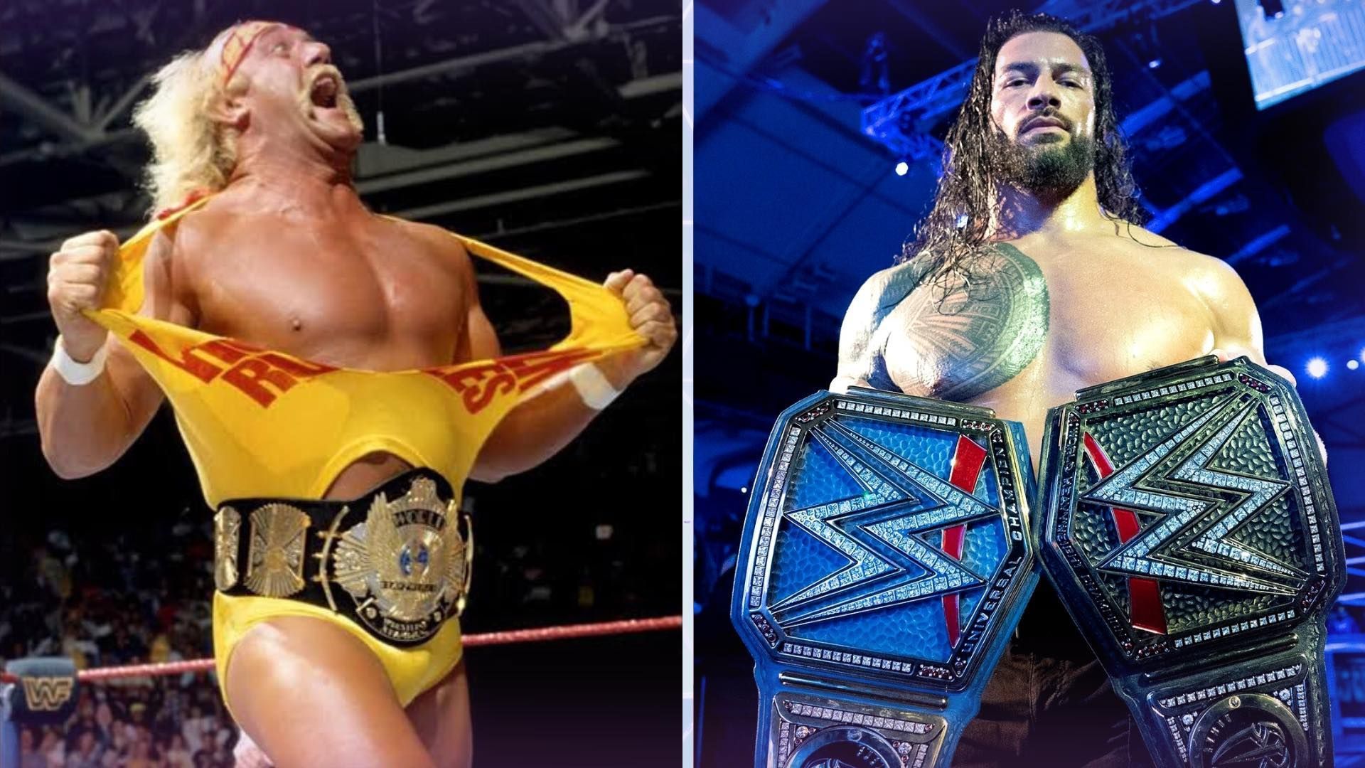 Roman Reigns and Hulk Hogan are iconic WWE Champions of different eras